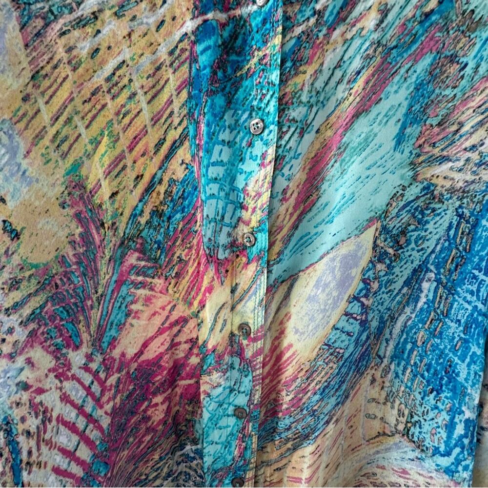 Tolani Multicolor Abstract Print Women's Button Down Blouse Size Small - Picture 5 of 8